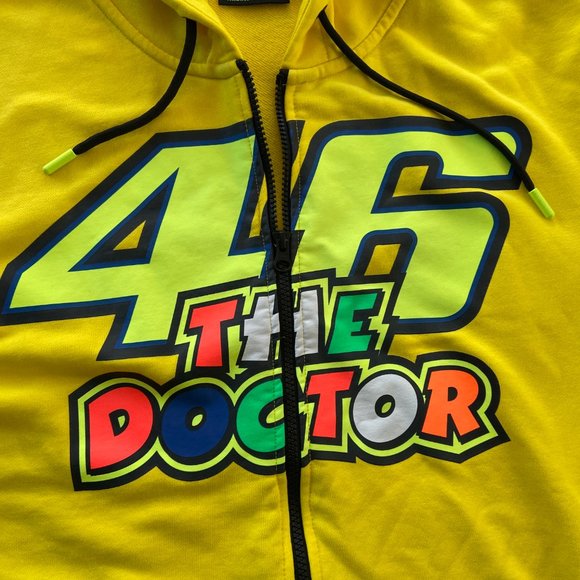 Valentino Rossi VR46 The Doctor Moto GP US XL Yellow Zip Hoodie Men’s sz XXL - Picture 5 of 12